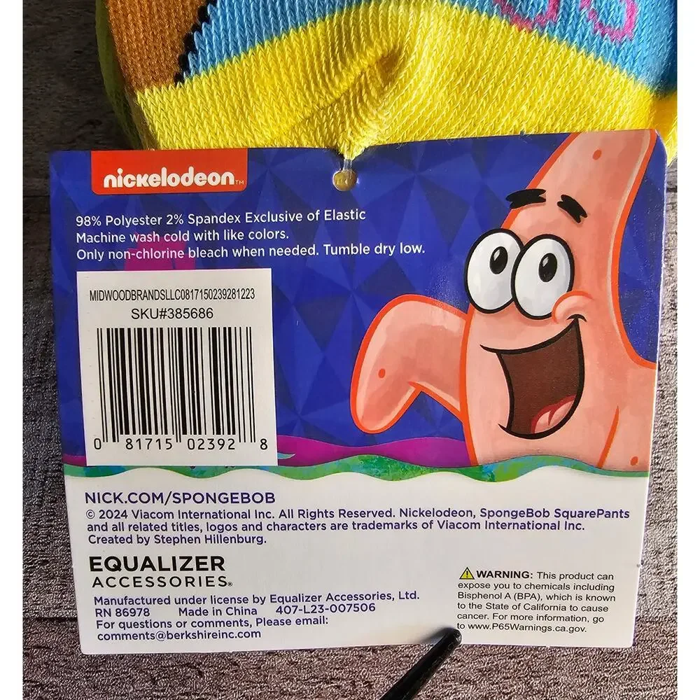 6 Pair Nickelodeon SpongeBob SquarePants Ankle Socks Size 4 - 10